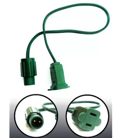 Certified Lights green coaxial to grounded outlet converter cord for Dynamic RGB Light Hub systems.
