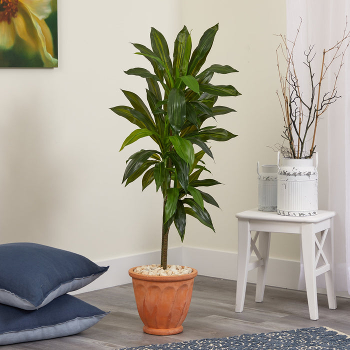 4’ Dracaena Artificial Plant in Terra-Cotta Planter (Real Touch)