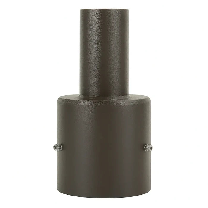 4" Round Pole Mount Tenon Reducer, Fits 2-3/8" Slip Fitter Lights, Heavy-Duty Steel, Dark Bronze Finish