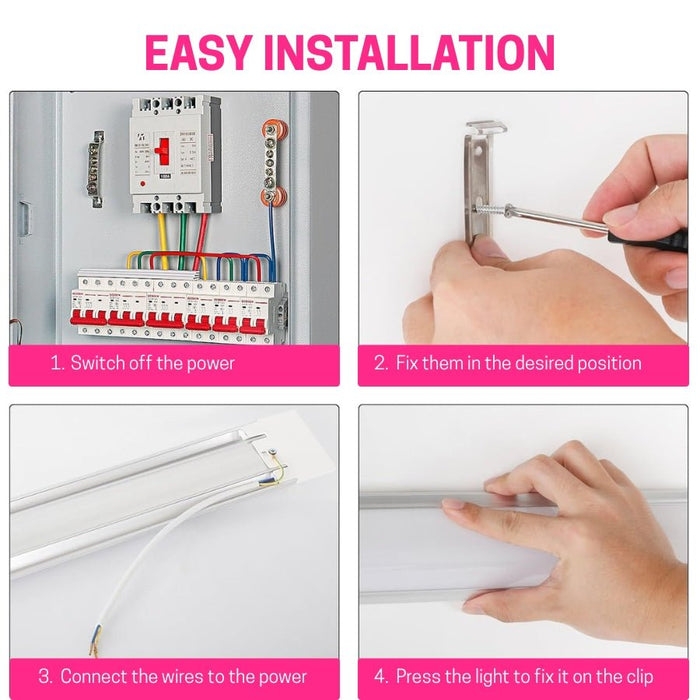 4FT LED Batten Light, Ceiling Surface Mounted Slim LED Tube Lights, 40W 5000K Neutral White for Office, Shop, Garage, Home