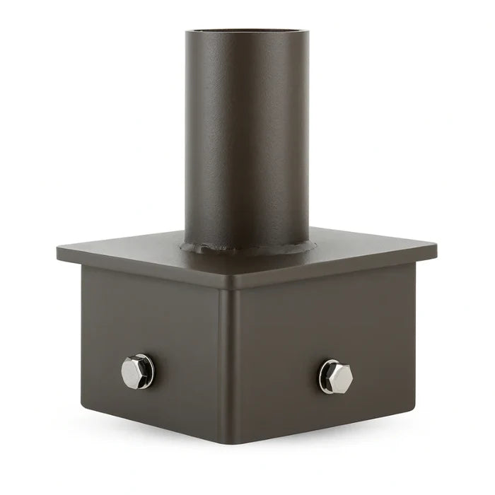 5" Square Pole Mount Tenon Adapter, Fits 2-3/8" Slip Fitter Lights, Heavy-Duty Steel, Dark Bronze Finish