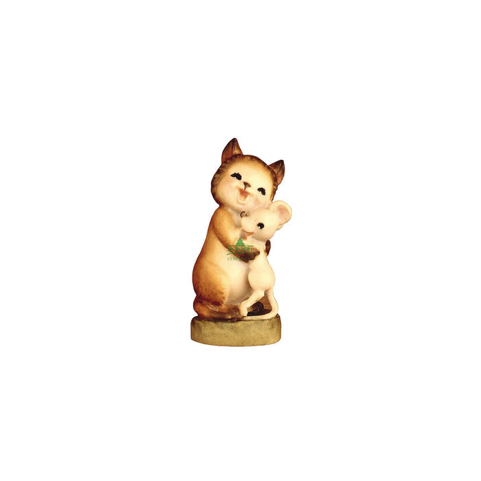 ANRI Ferrándiz New Friends nativity figurine cat holding mouse hand carved wood Italy