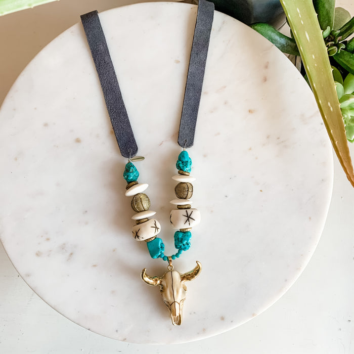 Austin Turquoise Steer Statement Necklace
