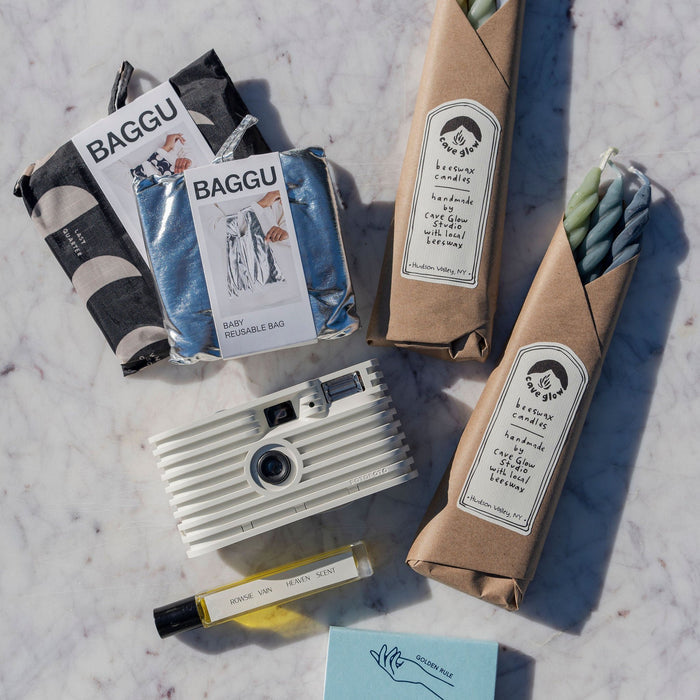 Baggu Baby Reusable Tote Bags Styled With Golden Rule Products