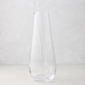 Clear, mouth-blown glass bar cocktail jug with a heavy base and a long glass stirrer, 11.5" tall.