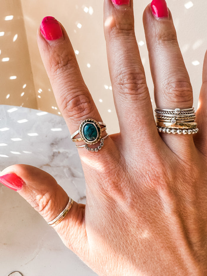 Beaded Half Circle Ring