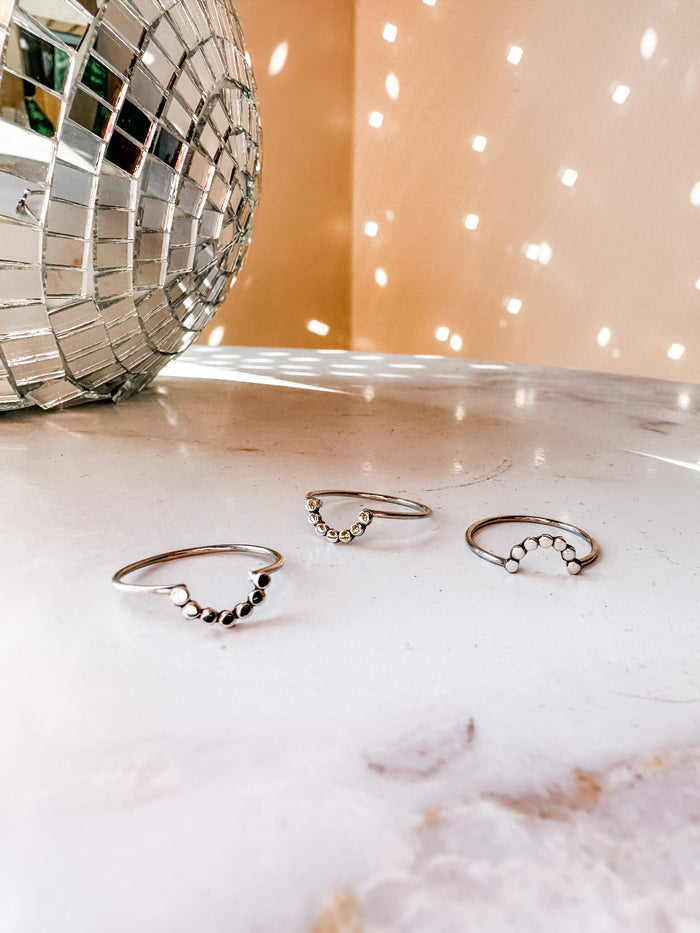 Beaded Half Circle Ring