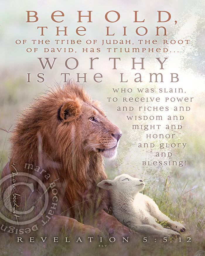 Behold Lion Lamb - Vertical - premium canvas