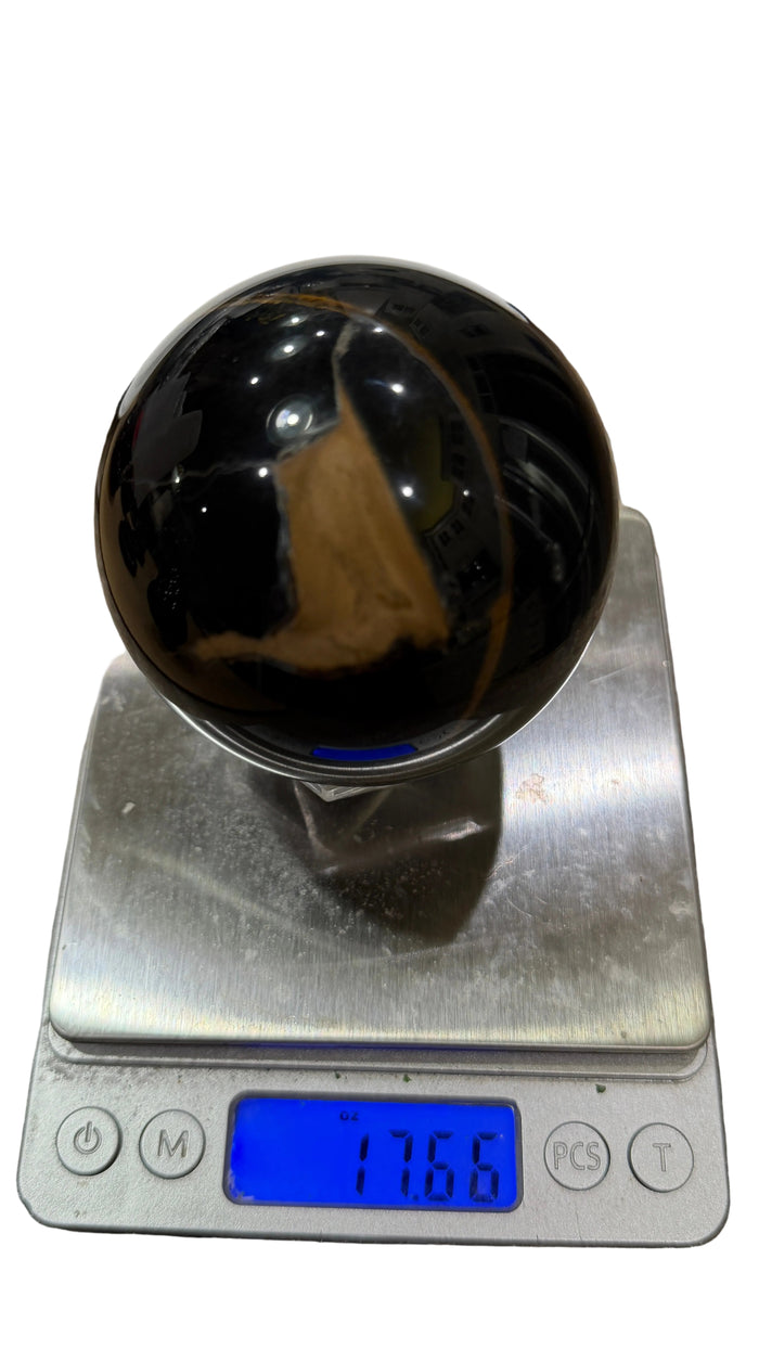 Garland Workshop & Lapidary Blue High Grade Tigers Eye Sphere — front view