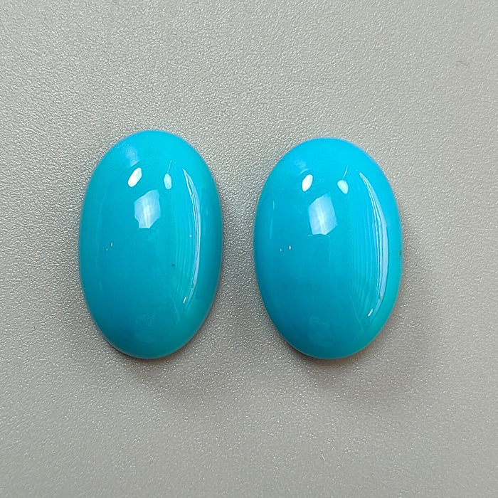 Blue Turquoise Gemstone Cabochon: 31.50cts Natural Sleeping Beauty Arizona Turquoise Oval Shape 22*15mm - 23*14.5mm 2pcs December Birthstone