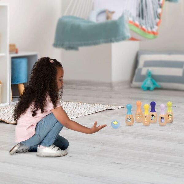kids bluey skittles bowling set