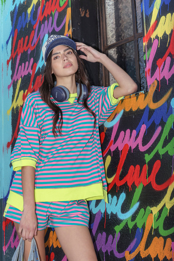 Bold Stripes Contrast Banding Boxer Shorts