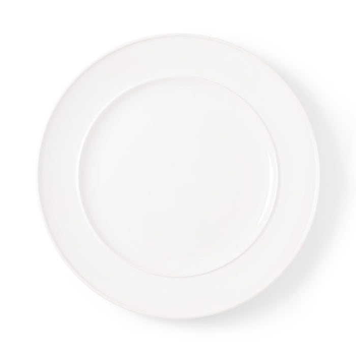 Bolinas Round Trimmed Ceramic Serving Platter, white, with a raised edge.