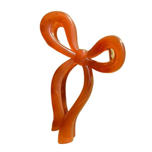 Bow Claw Clip Red Brown