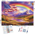 Breathtaking Landscape With The American Flag