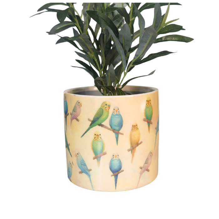 Budgie Planter Yellow & Blue 17cm