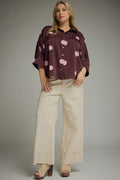 Burgundy Polka Dot Dolman Sleeve Top - Curvy Available