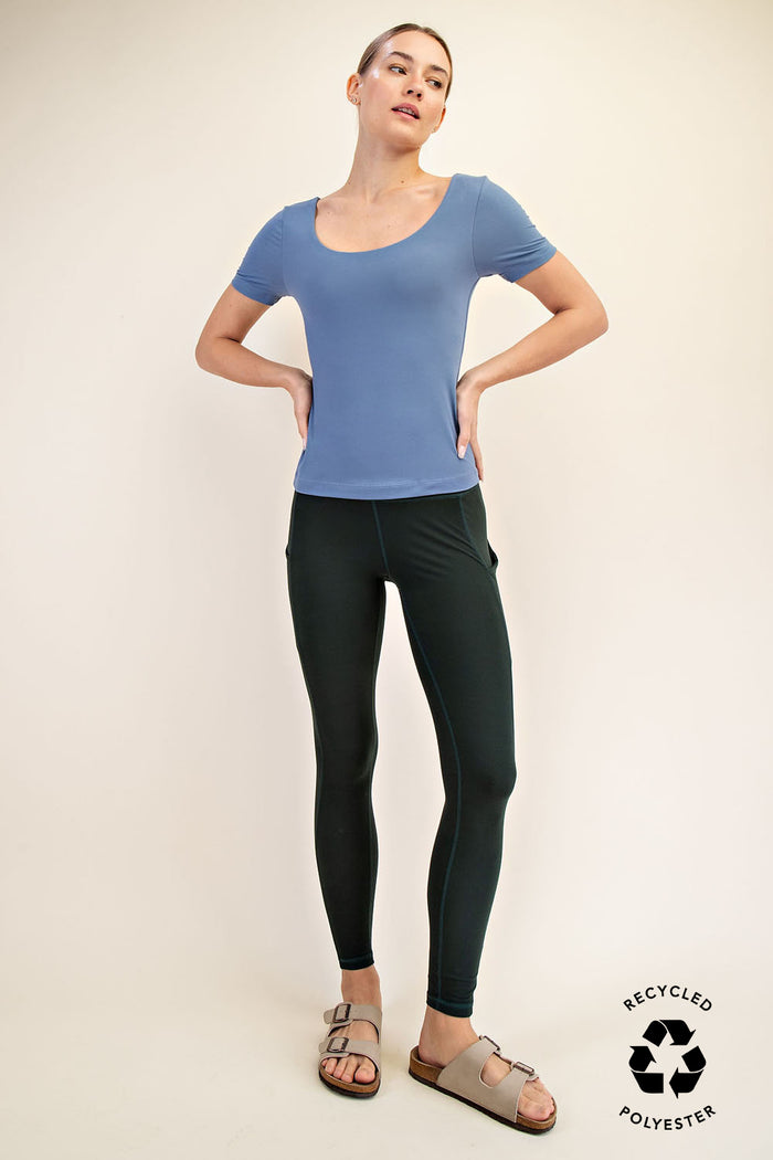 Butter Scoop Neck Short Sleeve Tee - Paradise Blue