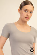 Butter Scoop Neck Short Sleeve Tee - Stone Taupe