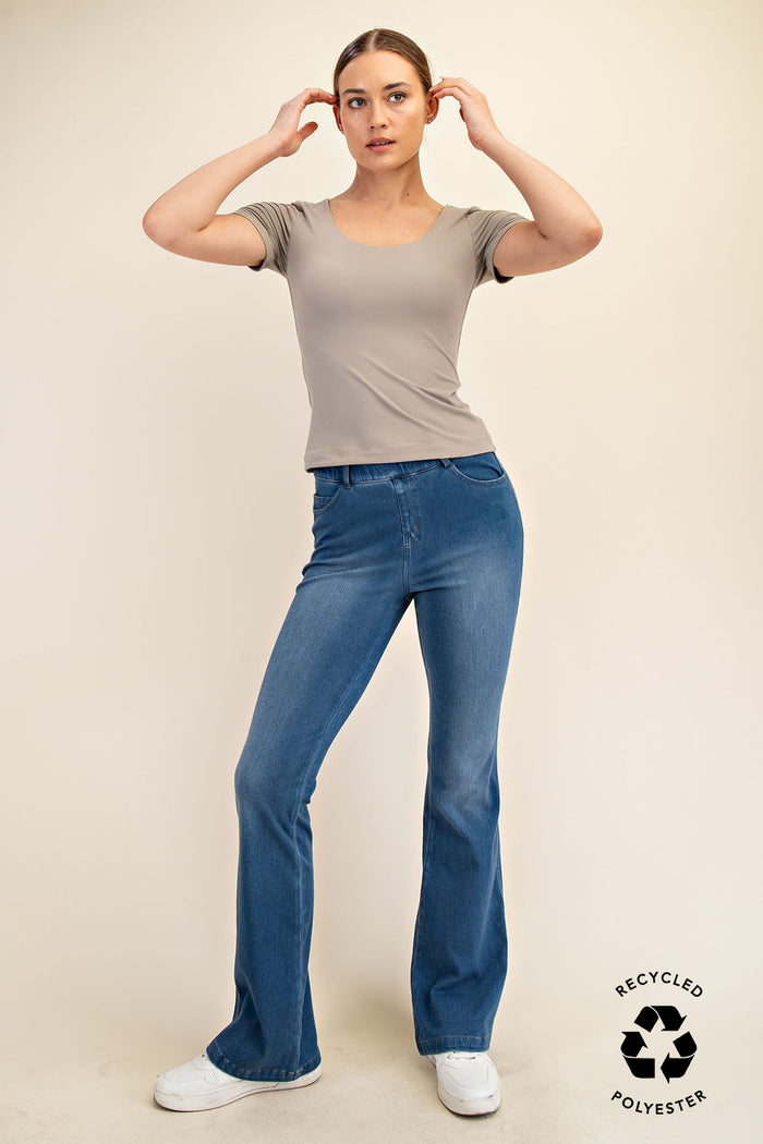 Butter Scoop Neck Short Sleeve Tee - Stone Taupe