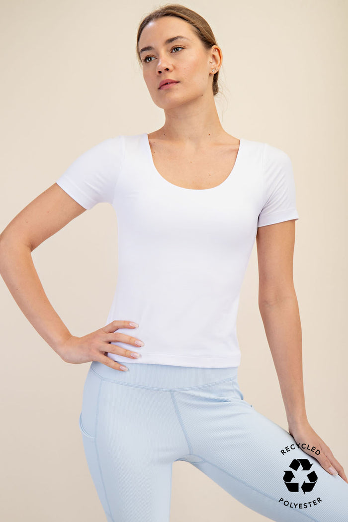 Butter Scoop Neck Short Sleeve Tee - White , Curvy Available