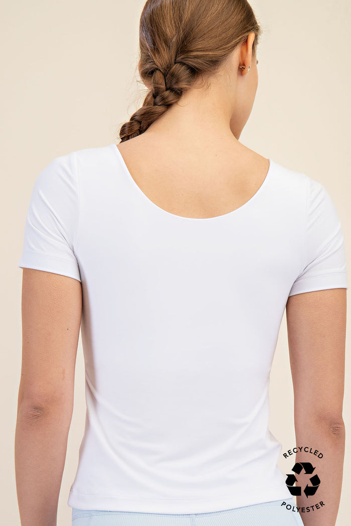Butter Scoop Neck Short Sleeve Tee - White , Curvy Available