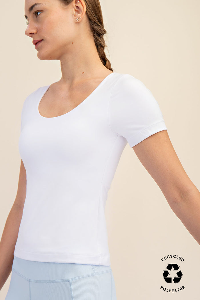 Butter Scoop Neck Short Sleeve Tee - White , Curvy Available