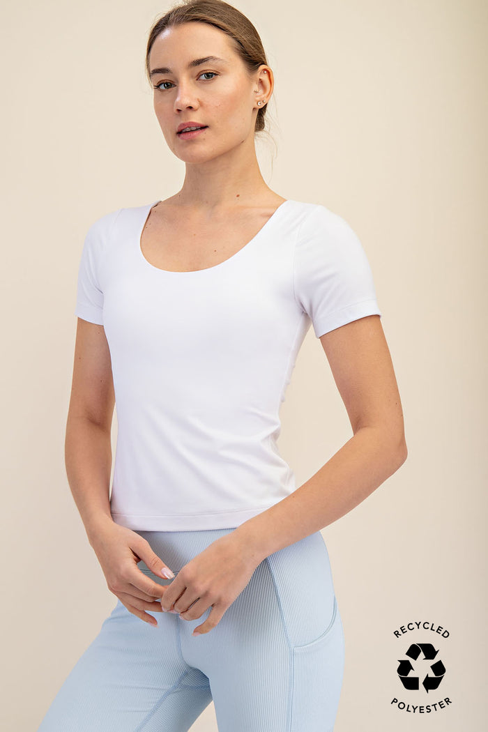 Butter Scoop Neck Short Sleeve Tee - White , Curvy Available
