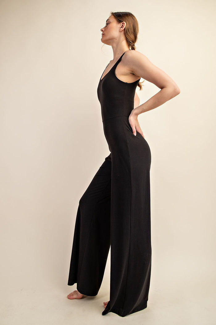 Butter Wide Leg Black Jumpsuit - Curvy Available