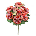 Cabbage Rose Flower Bush w Filler x9, 18in, Red Orange