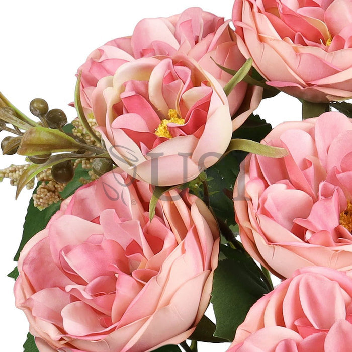 Cabbage Rose Flower Bush w Filler x9, 18in, Rose Pink
