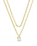 Cailin Multi Strand Necklace in Gold White Crystal