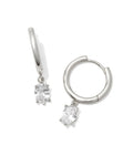 Cailin Single Stone Huggie Earring in Silver White Crystal