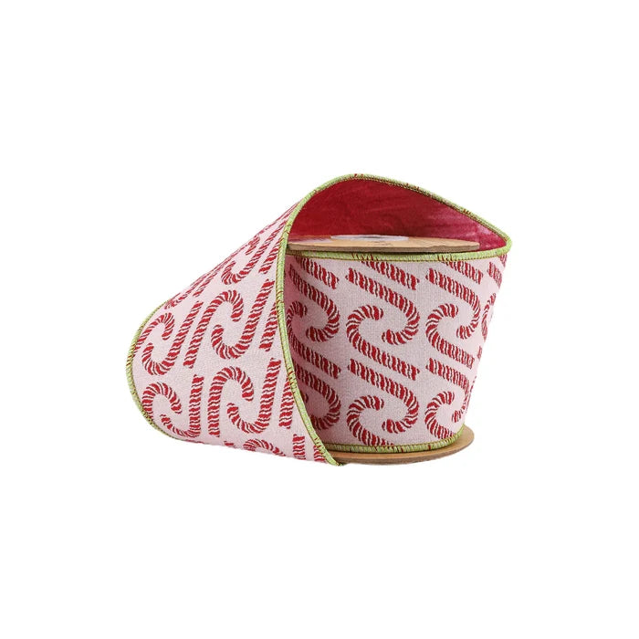 Candy Cane Dupioni Jacquard Ribbon, 4" X 5YD
