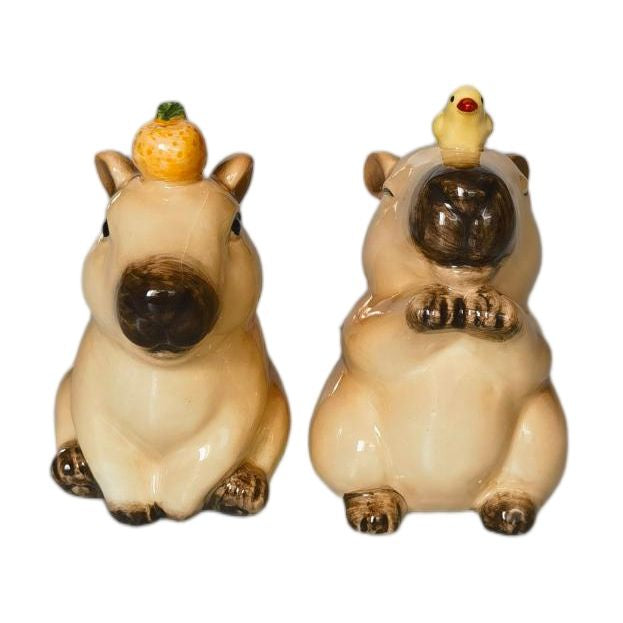 Capybara Salt & Pepper Shakers Brown 9cm