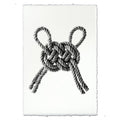 Black and white Carrick Double Bend nautical knot print on handmade Nepalese paper with deckled edges.