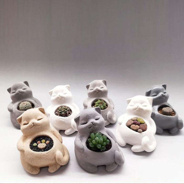 Cat inspired flowerpot silicone mold - madmolds -