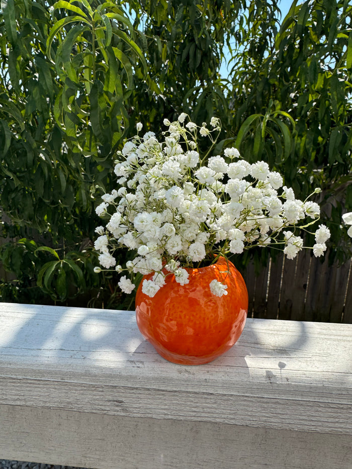 Ceramic Orange Bud Vase, Small Vase