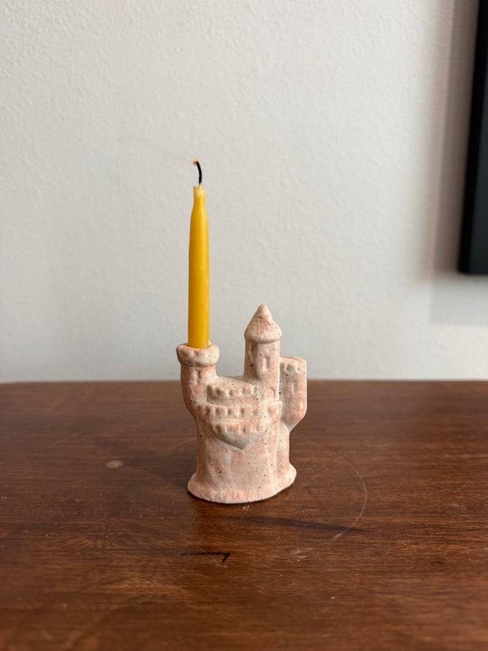Ceramic Sandcastle cake topper, candle holder