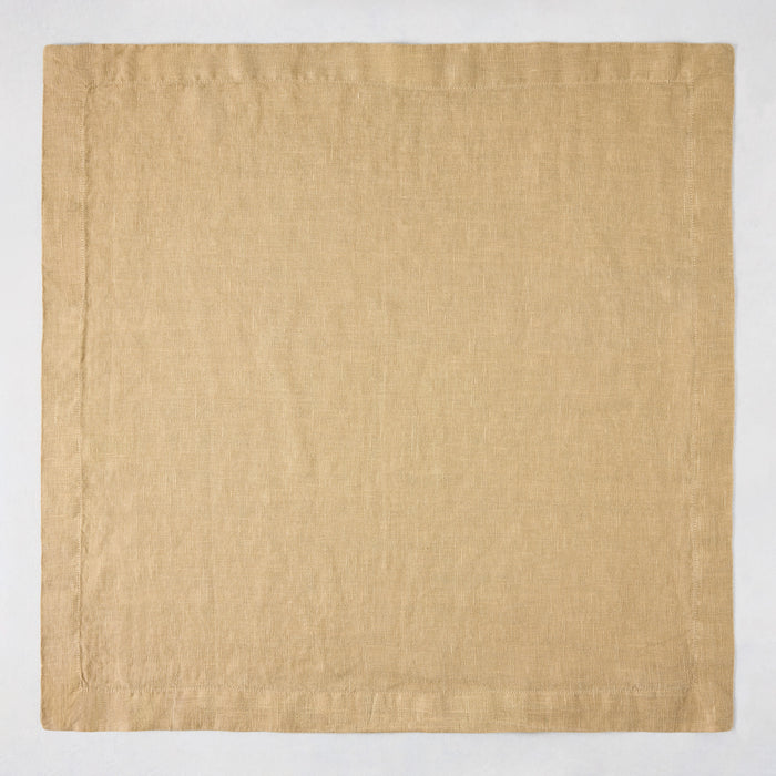 Chai HG Signature hand-dyed 22" square linen napkin, creamy nutmeg color, mitered corners.