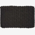 Charcoal braided rope doormat, handwoven, rectangular, with a textured, durable design.