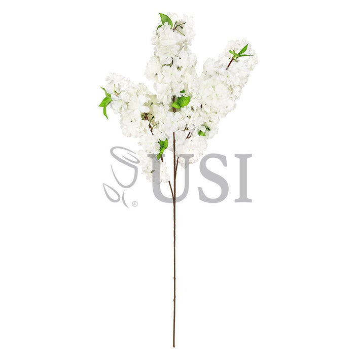 Cherry Blossom Flower Spray Triple Bloom, 41in, Cream White