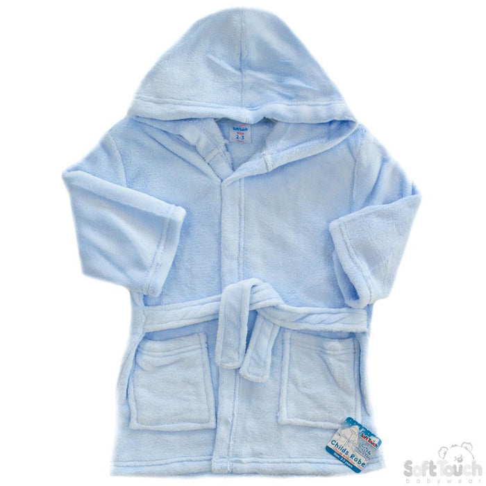 Children's Blue Coral Fleece Hooded Robe - 2/6 Years - FBR17-B - Kidswholesale.co.uk