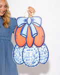Chinoiserie Blue Bow Pumpkin Door Hanger