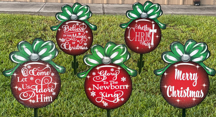 Christian Ornament Yard Sigs – Religious Outdoor Christmas Decorations