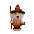 Christian Ulbricht Smoker Woodsman Natural holding walking stick and firewood bundle, hand carved wooden incense smoker made in the Erzgebirge region of Germany