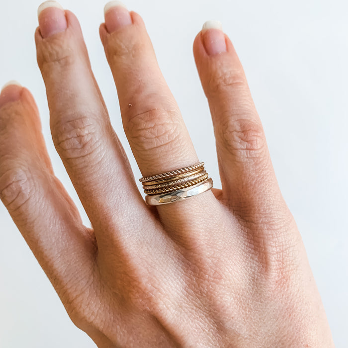 Chunky Hammered Silver Band
