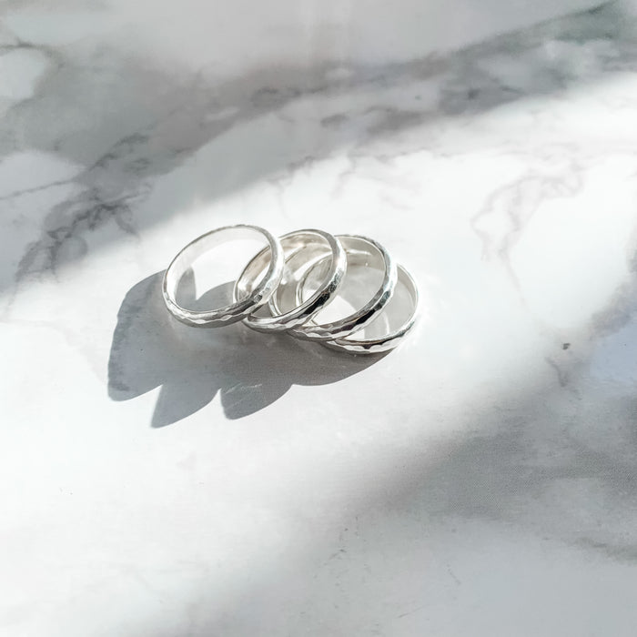 Chunky Hammered Silver Band
