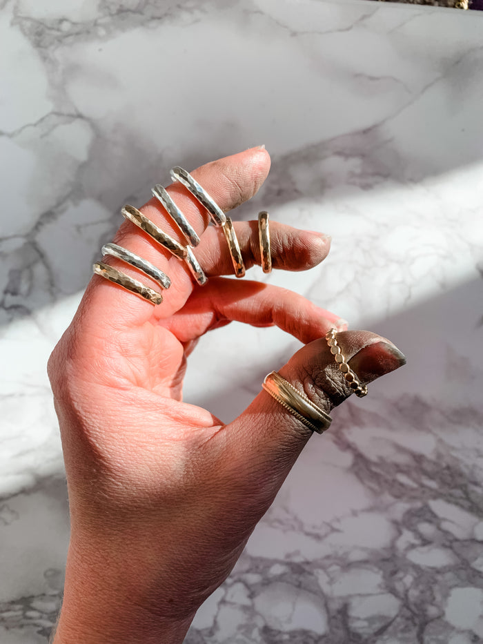 Chunky Hammered Silver Band