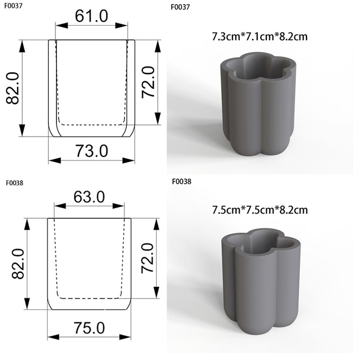 "CJ20" Candle jar silicone mold